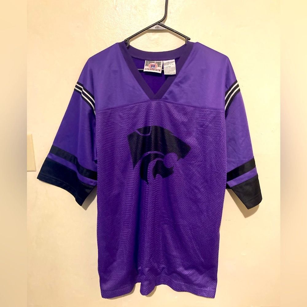 Kansas State Wildcats Powercat Logo Men’s Mesh Football Jersey #00 Size  Large